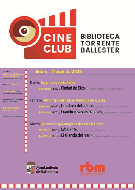 Cineclub de la Biblioteca Torrente Ballester. Enero-Marzo 2026